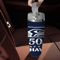 Gobelet isotherme classique en acier inoxydable de 30 oz, écologique, avec motif casque des Seattle Seahawks, 50e anniversaire, en stock aux États-Unis
