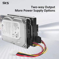 Cable divisor de alimentación SATA regular de 1 a 2, de 4 pines Molex a doble SATA para PC HDD SSD