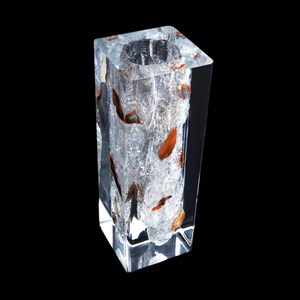 Jarrón Moderno de Estilo Nórdico con Cristal Transparente y Acabado Brillante, Hecho a Mano, con Esquinas Redondeadas, Textura de Piedra Interna con Diseño de Hojas, NB-VSY05 High Tr - Product Image 6