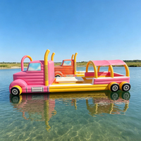 Plateforme flottante commerciale gonflable en PVC en forme de camion rose pour adultes – Idéale pour les jeux d'été et les loisirs aquatiques