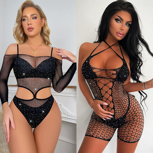 Medias de Diamantes de Imitación de Cuerpo Completo para Mujer, Vestido <span class=keywords><strong>Sexy</strong></span> de Lencería Erótica para Fiesta y Club Nocturno - Product Image 1