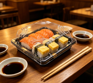 HYX-81211 PET Jetable <span class=keywords><strong>Sushi</strong></span> & Sandwich Plateau Contenants À Emporter Boîte Alimentaire avec Couvercle Logo Personnalisé - Product Image 5