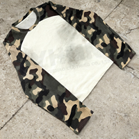 T-shirt vintage à coupe ample en maille gaufrée thermique personnalisé, streetwear, camouflage, tee-shirt à manches longues, surdimensionné, délavé à l'acide, pour homme