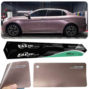 Vinilo Adhesivo para Automóviles PET Colorido, Vinilo para Cambio de Color de Automóvil Rosa Ciruela Helada, Rollo de Vinilo Metálico Rosa Baya Helada de 1.52*17M - Product Image 1