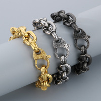 Ensemble de colliers et bracelets en acier inoxydable de style européen et américain carré en saule punk chaîne à maillons plaquée or pierre principale en forme de coquillage