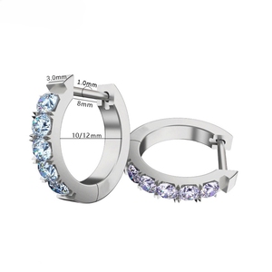 ต่างหูห่วงแบบเจาะหูสำหรับผู้หญิง แฟชั่นขายส่ง ประดับ<span class=keywords><strong>เพชร</strong></span>ซิคอนเกรด 5A สีสันสดใส ผลิตจากไทเทเนียมเกรด ASTM F136 สำหรับใส่แบบฝัง - Product Image 5