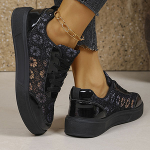 <span class=keywords><strong>Zapatillas</strong></span> Deportivas de <span class=keywords><strong>Mujer</strong></span> Gleibo con Encaje Floral, Transpirables, con Diseño Calado, Casuales, Planas, con Cordones, para Caminar, Moda de Verano, de Fábrica - Product Image 4