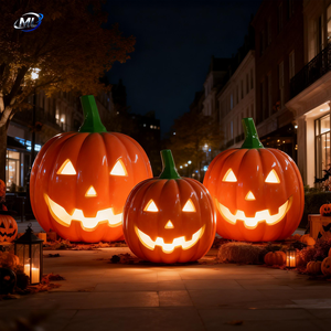 รูปปั้นฟักทองยักษ์ FRP สำหรับตกแต่งห้างสรรพสินค้าในธีมฮาโลวีน ประติมากรรมฟักทองไฟเบอร์กลาสสร้างสรรค์ อุปกรณ์ประกอบฉากงานฮาโลวีน - Product Image 4