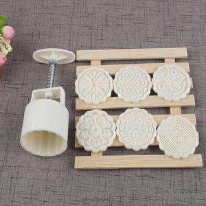 Moule <span class=keywords><strong>à</strong></span> gâteau de lune 75g avec 6 timbres en forme de fleur, outils de décoration pour la banque, bricolage, biscuit et festival de la mi-automne - Product Image 3