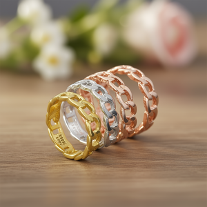 Anello Cocktail in Lega Bianco Champagne Placcato Oro, Anello Unisex alla Moda per Feste e Uso Quotidiano - Product Image 2