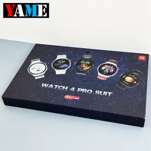 뜨거운 판매 시계 4 프로 세트 10 in 1 라운드 스마트 시계 세트 스마트 팔찌 무선 충전 Reloj Inteligente Smartwatch
