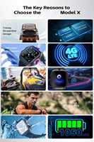Modelo X 4G Android Quad Core Cámara dual Video Chat Reconocimiento facial GPS Tarjeta SIM Inalámbrica Wifi Internet Bluetooth Relojes inteligentes