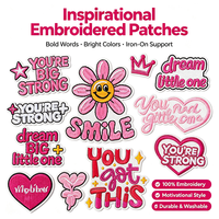 Patchs brodés roses personnalisables avec des citations inspirantes de dessins animés, appliques brodées en alphabet pour vêtements, sacs, cadeaux DIY