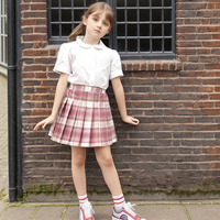 Kain pabrik disesuaikan Label pakaian sekolah dasar blus anak perempuan Set kemeja lengan pendek rok seragam sekolah Set
