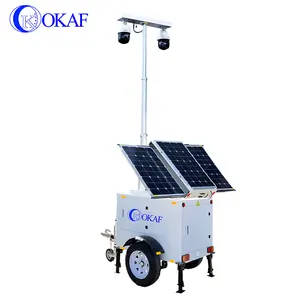 Tour de caméra de sécurité solaire CCTV mobile pour remorque de caméra réseau de surveillance de chantier