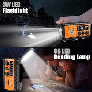 Cross-Border New Outdoor Portable Emergency Radio with LED Lighting Hand-Cranked Solar Charging <b>Flashlight</b> for Weather Alerts - Product Image 3