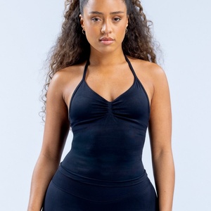 Débardeur de yoga sans couture à col halter en nylon haute élasticité pour femme, modèle original Impact Longline Strappy Top, le plus vendu - Product Image 4