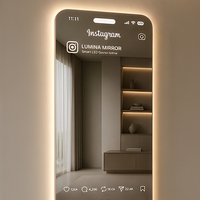 Miroir LED sans cadre avec capteur tactile IP44, style Instagram moderne, alimenté par prise, personnalisable pour salle de sport, salon, villa