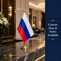 Drapeau de table russe personnalisé 14x21cm en polyester, drapeau de bureau toutes tailles, logo personnalisable, vente en gros, bureau, maison