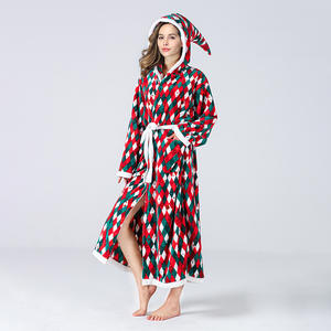 Noël à carreaux <span class=keywords><strong>peignoir</strong></span> chapeau à capuche couleur correspondant Pj flanelle noël luxe Onesie pyjamas <span class=keywords><strong>chemise</strong></span> <span class=keywords><strong>de</strong></span> <span class=keywords><strong>nuit</strong></span> pour les femmes - Product Image 5