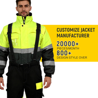 Traje de Trabajo Impermeable, Cortavientos, de Alta Visibilidad, Reflectante, con Forro Térmico de Poliéster, Chaqueta y Pantalones para Trabajo en Todo Tipo de Clima