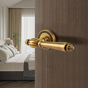 黄铜现代简约门锁美式轻奢磁力静音金色门把手通用易安装 - Product Image 2