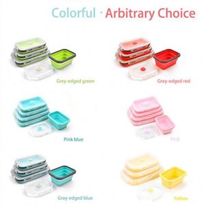 Eco-Friendly Reusable 5-Piece Foldable Bento Food Storage Container Set Collapsible Silicone Kids' Lunch <b>Boxes</b> - Product Image 6