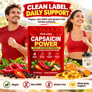 Cápsulas Blandas de Ginseng y Capsaicina, Fórmula Limpia, Vegana, Sin Gluten, Apoyo Antioxidante, Promueve la Digestión, Venta al Por Mayor de Fábrica OEM ODM - Product Image 4