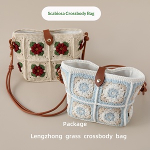 Bolso Bandolera de Ganchillo Hecho a Mano, Estilo Floral Japonés <span class=keywords><strong>Coreano</strong></span>, Correa de Algodón, Unisex, con Cierre de Hebilla, para Uso Diario - Product Image 2