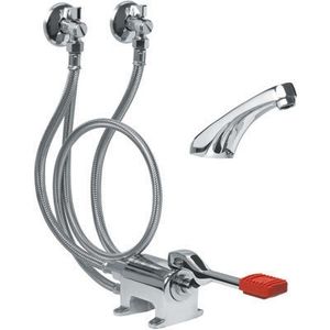 Grifo de Cocina Monomando de Pedal, Montado en el Suelo, con Acabado Cromado - Product Image 1