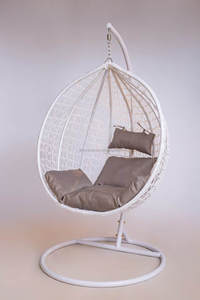 Silla Colgante de Mimbre/Ratán para Patio, Forma de Huevo, Silla Colgante para Jardín - Product Image 4