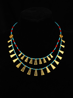 Collier Pendentif Vintage Bohème Tendance pour Mariage en Argent 925 Plaqué Or avec Turquoise Stabilisée et Perles Rouges Mélangées en Gros