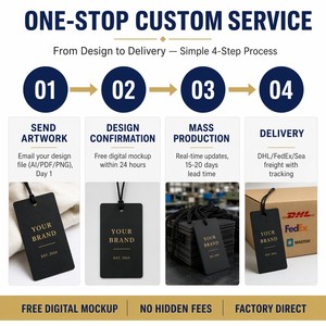 Etiquetas Colgantes de Papel Negro Personalizadas al por Mayor, con Logotipo en Relieve Dorado, Cualquier Tamaño, Cartulina Gruesa, Etiqueta de Precio con Cuerda para Tiendas Minoristas - Product Image 5