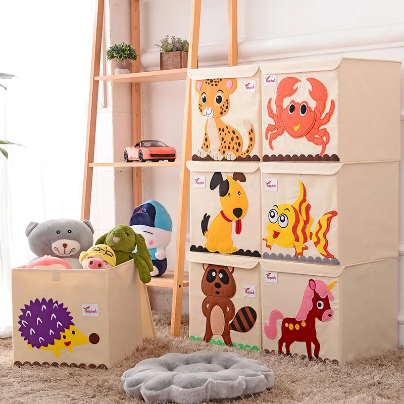 Decorative Soft Stackable Organizing Cubes Fabric Collapsible Closet Storage Box Baskets For Kids/Kids Room Nursery