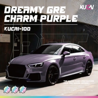Film de protection de voiture KUCAI Dreamy Grey Charm Purple PET brillant métallique, vinyle pour véhicule, vente en gros, 1,52*17m/rouleau