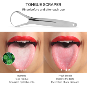 Ensemble de gratte-langue en acier inoxydable de qualité professionnelle, design ergonomique en forme de U pour une utilisation pratique en clinique - Product Image 4