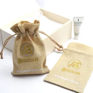 Umweltfreundlicher wiederverwendbarer Jute-Sack Weihnachtsgeschenktüte aus 100 % Naturlacklack Leinen Junny Einkaufstasche Kordelzug Mini-Kaffeebeutel Tasche