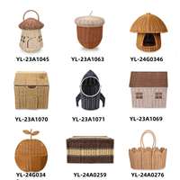 Panier de rangement tressé en rotin plastique PP motif pastèque mignon pour jouets, cadeaux et décorations de chambre d'enfant