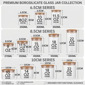 Contenants en <span class=keywords><strong>verre</strong></span> transparent ronds de luxe personnalisés avec logo, grande capacité (8oz, 9oz, 10oz, 22oz), avec couvercle en bambou <span class=keywords><strong>pour</strong></span> la fabrication de bougies - Product Image 3