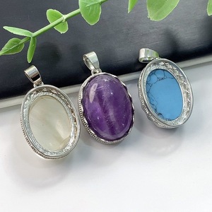 Nouvel Arrivage en Gros : Pendentif en Pierre Naturelle Ovale 18*25mm (Améthyste, Quartz Rose) pour la Fabrication de Bijoux - Product Image 2