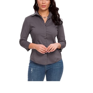 Chemisiers décontractés à manches longues pour femmes, tailles plus grandes, polyester/coton, boutons brodés, vêtements de bureau, directement de l'usine BD - Product Image 6