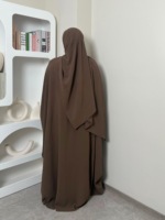 LM014 Ensemble 2 pièces Abaya Papillon et Hijab, sans repassage, adapté à la maternité et à l'allaitement, grande taille, robe de prière modeste pour femmes musulmanes