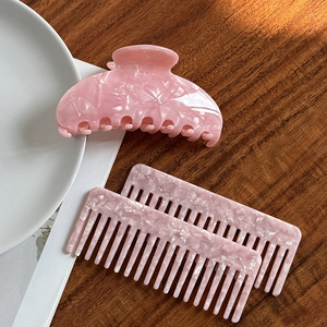 <span class=keywords><strong>Alang</strong></span> Pink Small Fresh Shark Clip Female Arrière Head Hair Accessory High Ponytail Hair Claw Girl's Acetic Acid Grip Comb - Product Image 6