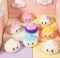 Jouet Squishy Kawaii Char Siu Bun en Mousse PU Souple à Remontée Lente, Jouet Anti-Stress à Presser en Forme d'Aliment pour Enfants et Adultes, Boîte Mystère