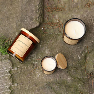AIKUN Bougies en verre décoratives artisanales de haute qualité, personnalisées, senteurs d'automne, bougies en cire de soja parfumées bio avec couvercle en bois - Product Image 5