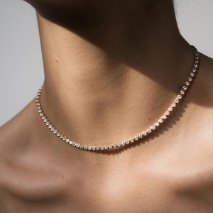 14k <strong>Gold</strong> Vermeil White <strong>Sapphire</strong> Tennis <strong>Necklace</strong> Fashion Jewelry Fine <strong>Necklaces</strong> for Women Anti Tarnish S925 Silver <strong>Necklaces</strong> - Product Image 2