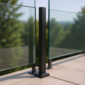 Abrazadera de vidrio templado de 0,39-0,47 pulgadas de grosor y 35,83 pulgadas de altura, soporte para barandilla de vidrio, acero inoxidable 304 para terraza de balcón - Product Image 2