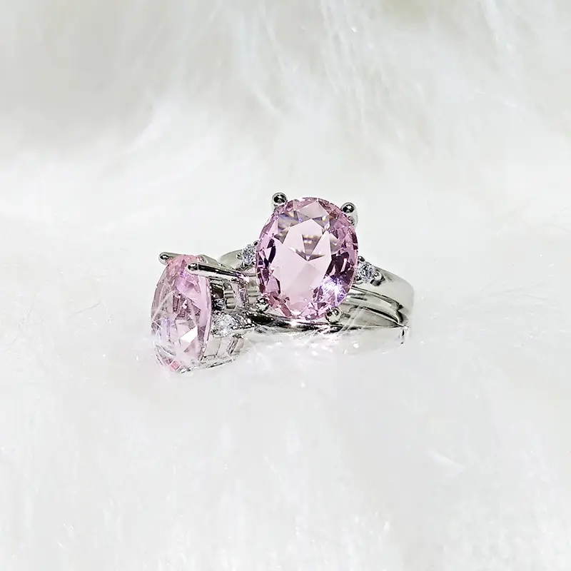 Morgan Pink Crystal Ring PT950 rosa Diamantring Niedriger Luxuspaar-Verlobung sring