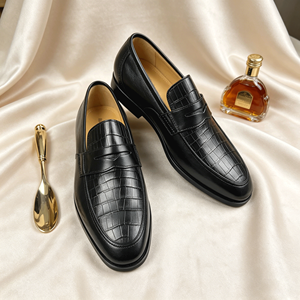 Mocasines de Cuero Genuino de Lujo para Hombre, Textura Exótica, Estilo Penny Loafer, Zapatos Formales, Ligeros y Cómodos - Product Image 1
