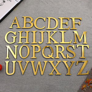 Autocollants muraux 3D <span class=keywords><strong>en</strong></span> acrylique <span class=keywords><strong>miroir</strong></span> lettres anglaises DIY, argent et or, 10/15/20cm, pour décoration murale de mariage, anniversaire, logo - Product Image 1
